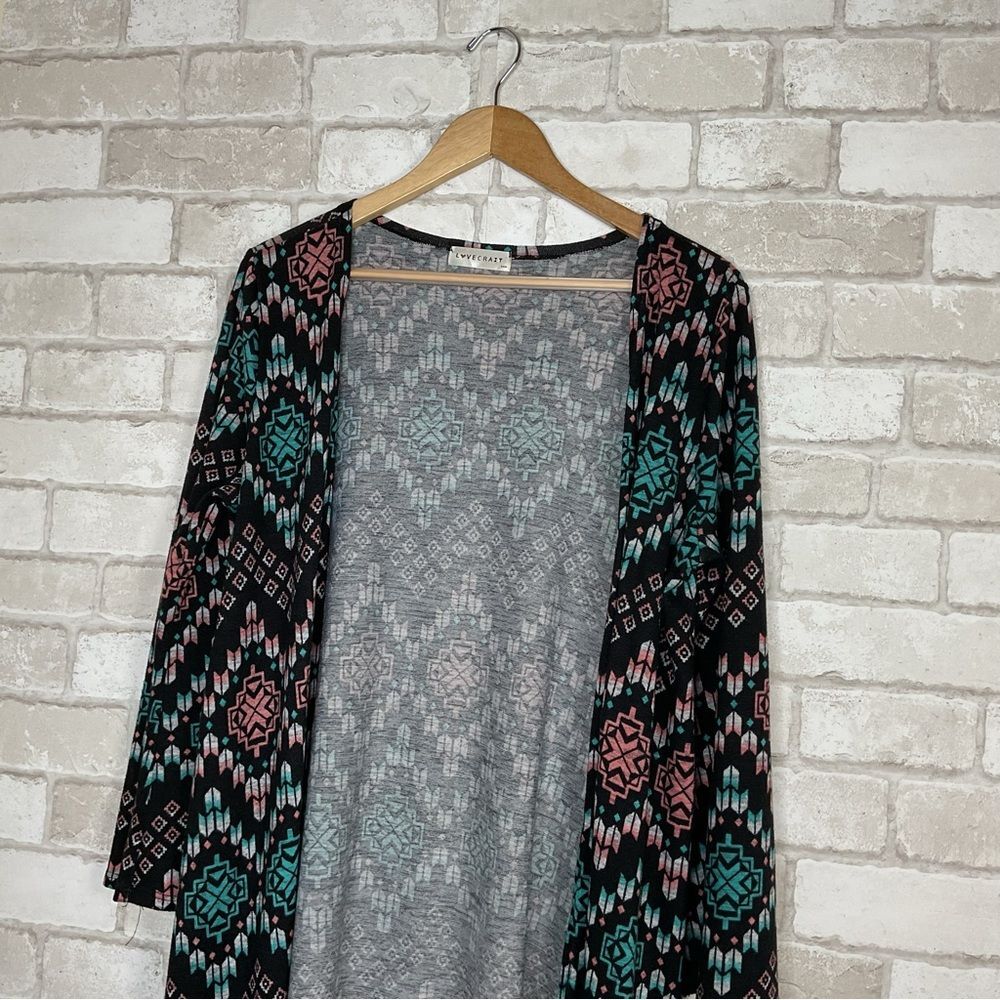 Vibrant Patterned Open Front Cardigan - Picture 3 of 12